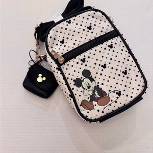 Disney Mickey Mouse Crossbody Bag with Coin Pouch, Front Zipper Pocket 6x8 New